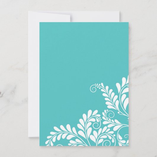 Elegant Flourish Turquoise Wedding Invitation Kaart (Achterkant)