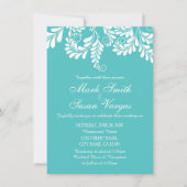 Elegant Flourish Turquoise Wedding Invitation Kaart (Voorkant)