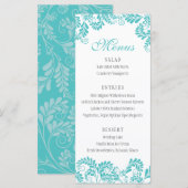 Elegant Flourish Turquoise Wedding Menus Menu (Voorkant / Achterkant)