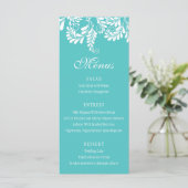 Elegant Flourish Turquoise Wedding Menus Menu (Staand voorkant)