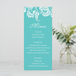 Elegant Flourish Turquoise Wedding Menus Menu