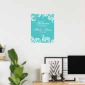 Elegant Flourish Turquoise Wedding Welcome Poster (Thuiskantoor)