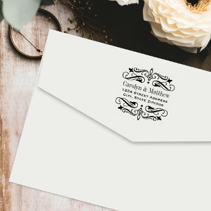 Elegant Flourish Vintage Wedding Return Address Zelfinktende Stempel