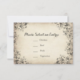  Elegant Flourish Wedding Entree Card RSVP Kaartje