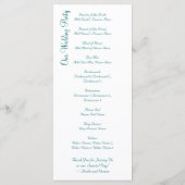 Elegant Flourish White Blauwgroen Wedding Programs Programmakaart (Achterkant)