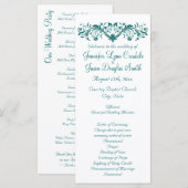 Elegant Flourish White Blauwgroen Wedding Programs Programmakaart (Voorkant / Achterkant)