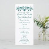 Elegant Flourish White Blauwgroen Wedding Programs Programmakaart (Staand voorkant)