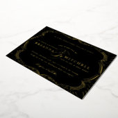 Elegant Flourishes Formal Wedding Gold Folie Uitnodiging (Gedraaid)