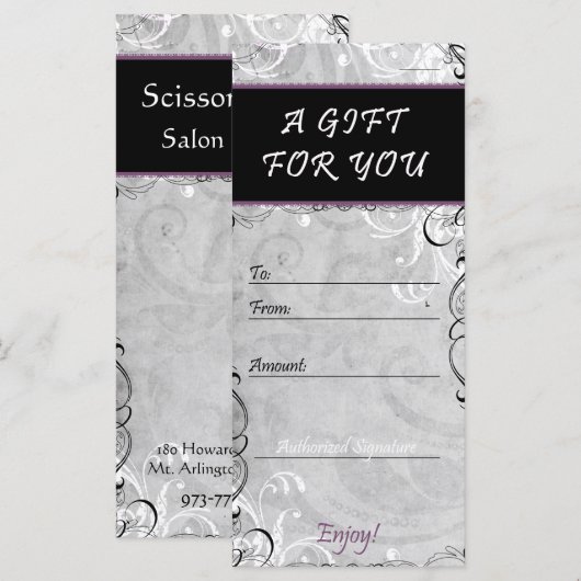 Elegant Flourishes Salon & Spa Cadeaubon (Voorkant / Achterkant)