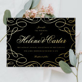 Elegant Flourishes Wedding Calligraphy Black Gold Folie Uitnodiging