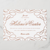 Elegant Flourishes Wedding Calligraphy Roos Gold Folie Uitnodiging (Voorkant)
