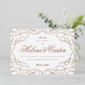 Elegant Flourishes Wedding Calligraphy Roos Gold Folie Uitnodiging (Staand Voorkant)