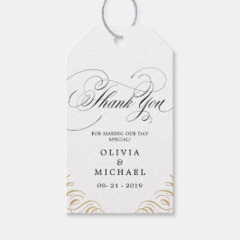 Elegant floury calligraphy bruiloft bedankt je cadeaulabel