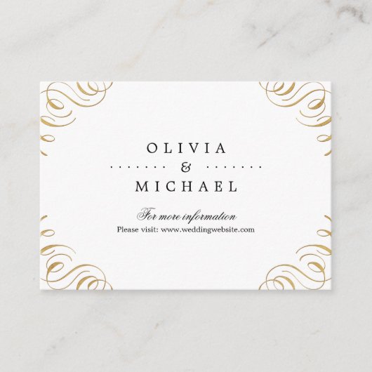 Elegant floury calligraphy bruiloft insert informatiekaartje (Voorkant)