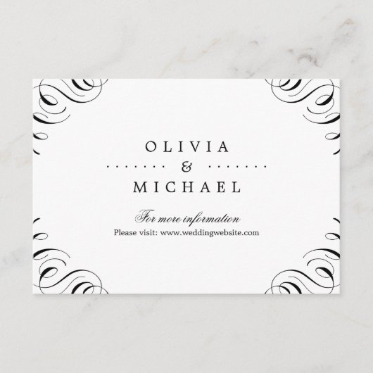 Elegant floury calligraphy bruiloft insert informatiekaartje (Voorkant)