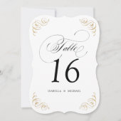 Elegant floury calligraphy bruiloft table number kaart (Voorkant)