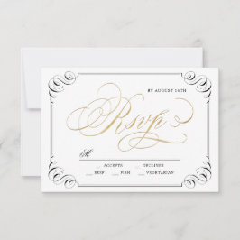 Elegant floury calligraphy vintage bruiloft RSVP