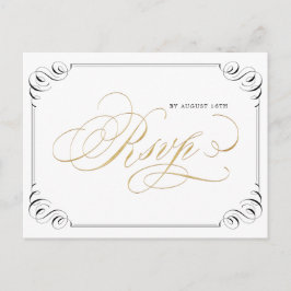 Elegant floury calligraphy vintage bruiloft RSVP Uitnodiging Briefkaart