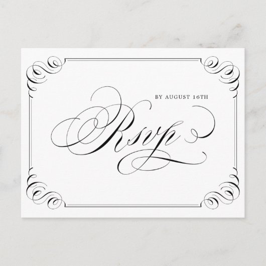 Elegant floury calligraphy vintage bruiloft RSVP Uitnodiging Briefkaart (Voorkant)