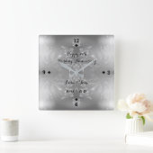 Elegant Flower 25th Silver Wedding Jubileum Vierkante Klok (Huis)