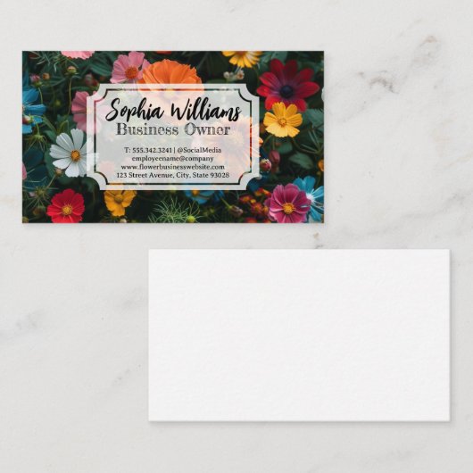 Elegant Flower Achtergrond Visitekaartje (Voorkant / Achterkant)