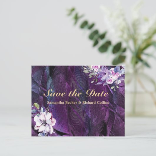 Elegant Flower and Feathers Briefkaart (Staand voorkant)