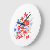 Elegant Flower and Leaves Artwork | Minimal Grote Klok (Hoek)