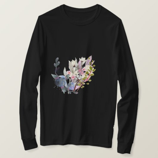Elegant Flower and Leaves Line Art | Minimal  T-shirt (Design voorkant)
