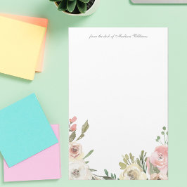 Elegant Flower Border Personalized Wedding Briefpapier