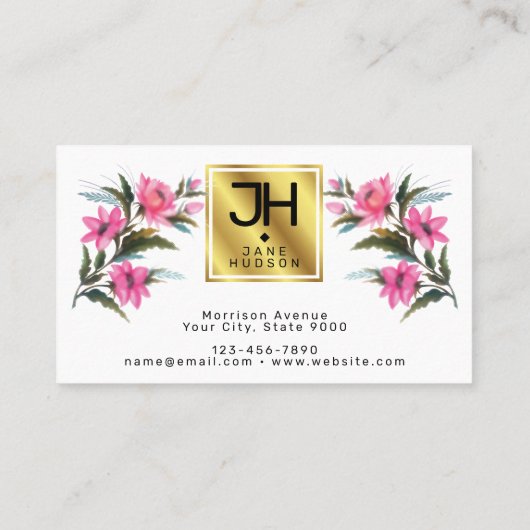 Elegant Flower Business Card-template Visitekaartje (Achterkant)
