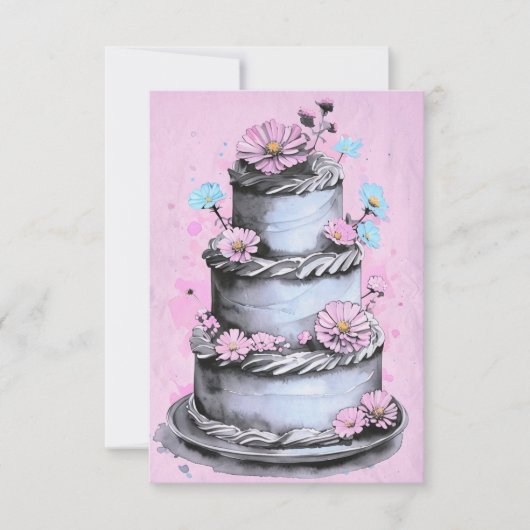 Elegant Flower Cake Birthday Card Kaart (Voorkant)