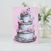 Elegant Flower Cake Birthday Card Kaart (Staand voorkant)