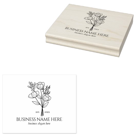 Elegant Flower Custom Business Sjabloon Groot Rubberstempel (Gestempeld)