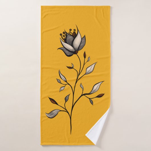 Elegant Flower Decorative Abstract Art Badhanddoek (Badhanddoek)