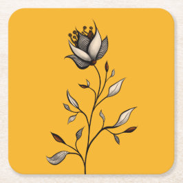 Elegant Flower Decorative Abstract Art Kartonnen Onderzetters