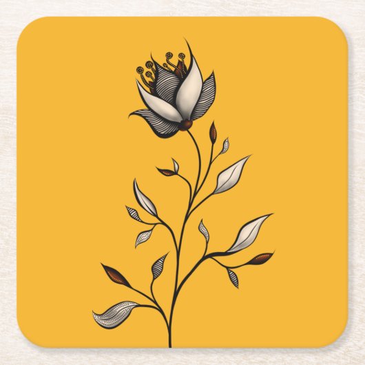 Elegant Flower Decorative Abstract Art Kartonnen Onderzetters (Voorkant)