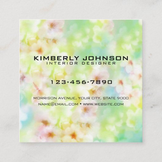 Elegant Flower Design Minimal Editable Business Vierkante Visitekaartje (Achterkant)