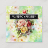 Elegant Flower Design Minimal Editable Business Vierkante Visitekaartje (Voorkant)