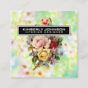 Elegant Flower Design Minimal Editable Business Vierkante Visitekaartje