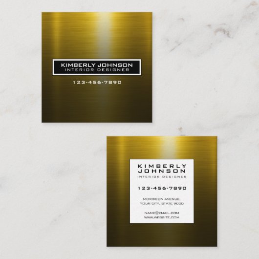 Elegant Flower Design Minimalist Editable Square B Vierkante Visitekaartje (Voorkant / Achterkant)