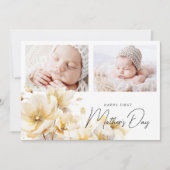 Elegant Flower First Moederdag 2 Foto's Flat Kaart (Voorkant)