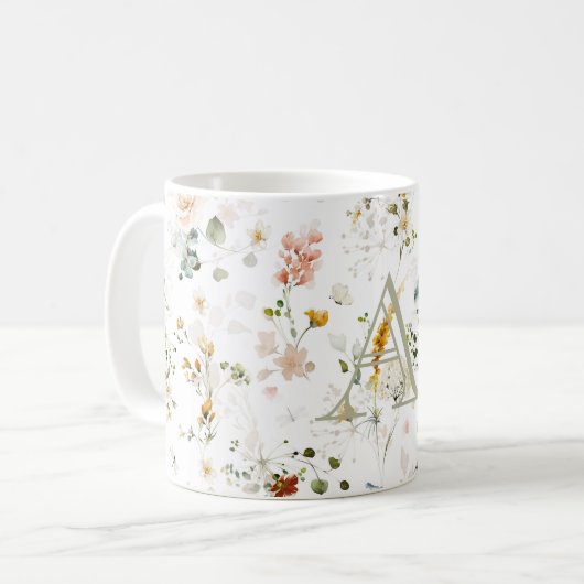 Elegant Flower Garden Monogram Coffee Mok (Voorkant links)