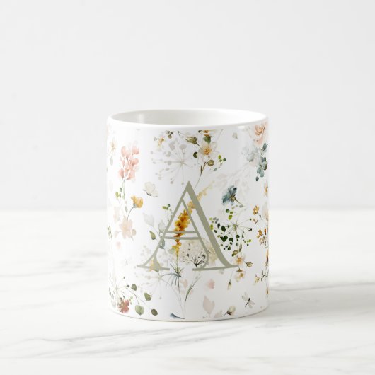 Elegant Flower Garden Monogram Coffee Mok (Center)