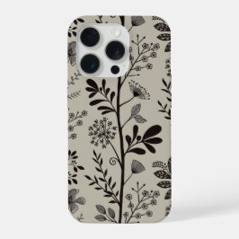 Elegant Flower Garden Reverie XL black beige iPhone 15 Pro Case