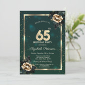 Elegant Flower Gold Lijst Sterren Groen 65e Kaart (Staand voorkant)