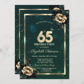 Elegant Flower Gold Lijst Sterren Groen 65e Kaart (Voorkant / Achterkant)