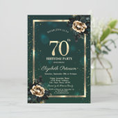 Elegant Flower Gold Lijst Sterren Groen 70ste Kaart (Staand voorkant)