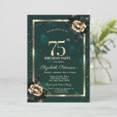 Elegant Flower Gold Lijst Sterren Groen 75e Kaart (Staand voorkant)