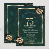 Elegant Flower Gold Lijst Sterren Groen 75e Kaart (Voorkant / Achterkant)