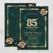 Elegant Flower Gold Lijst Sterren Groen 85e Kaart (Voorkant / Achterkant)